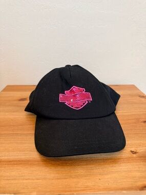Harley-Davidson Black Baseball Cap with Pink Sequin Logo
